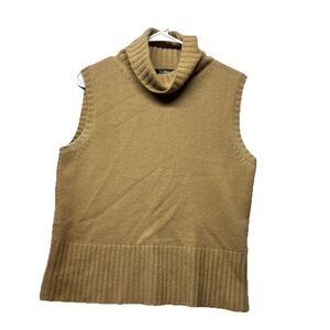 Lauren Ralph Lauren Women's Size Large Tan 100% Cashmere Turtleneck Sweater Vest